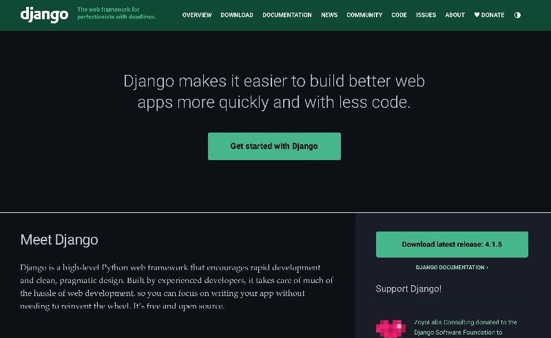 Django website screenshot