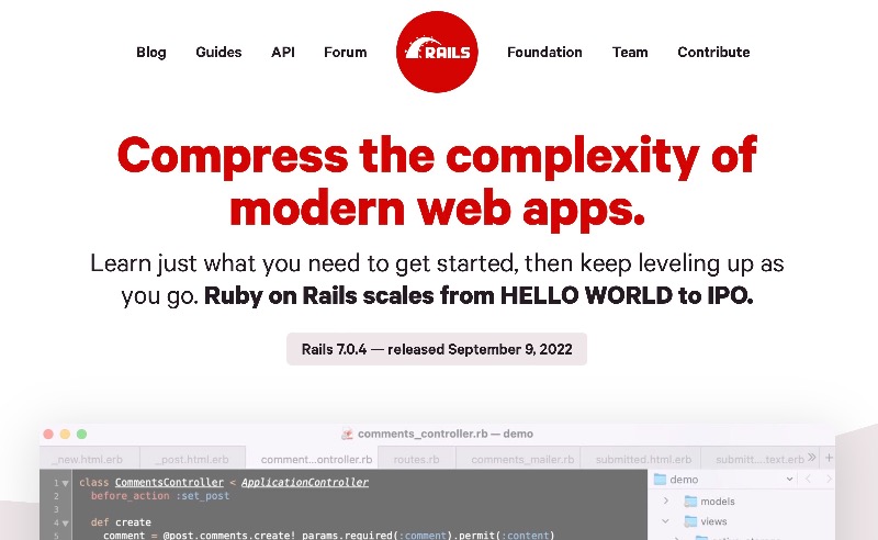 Ruby on Rails website screenshot